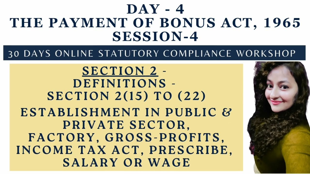 Payment of Bonus Act 1965 | Session 4 | Section 2 #law #bonus #hr #compliance #readytogetupdate