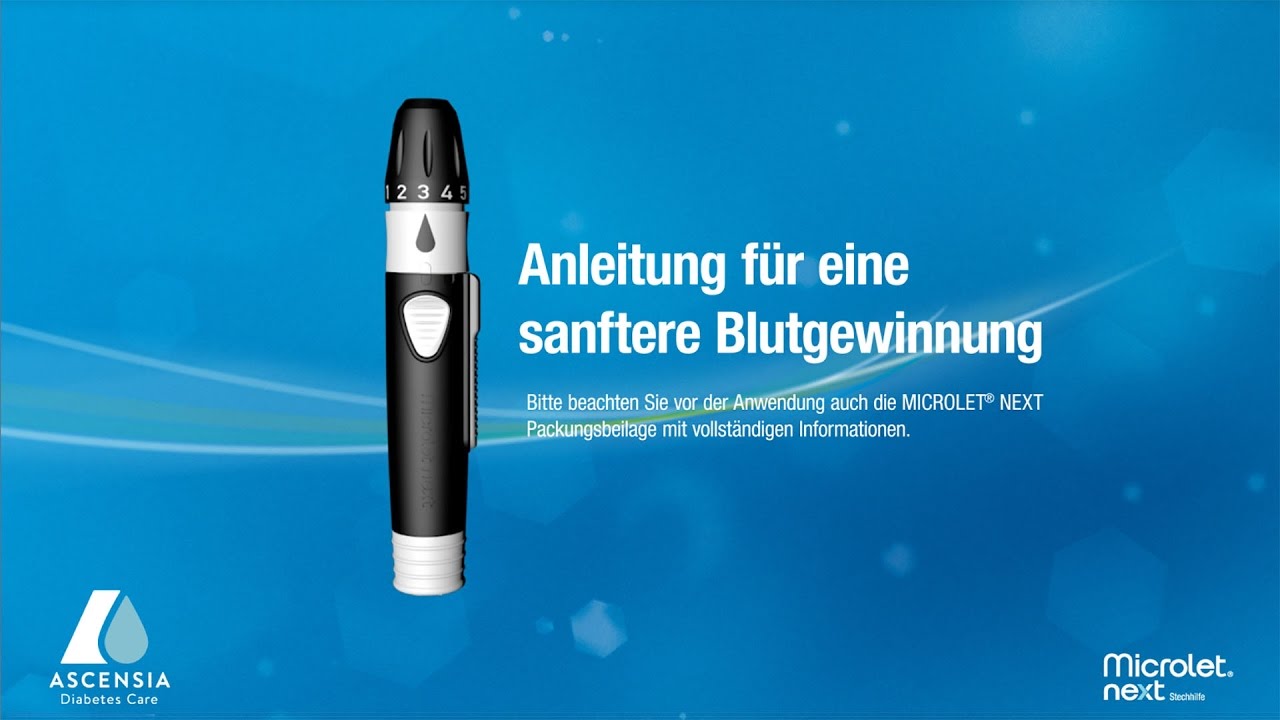 Kurze Anleitung zur Blutgewinnung | MICROLET NEXT | mmol/L | Schweiz (de_CH)