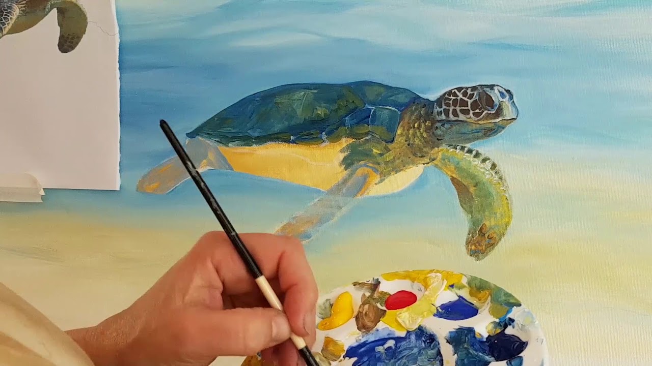 Painting a Turtle in acrylics - full process (Aannsha Jones creates)