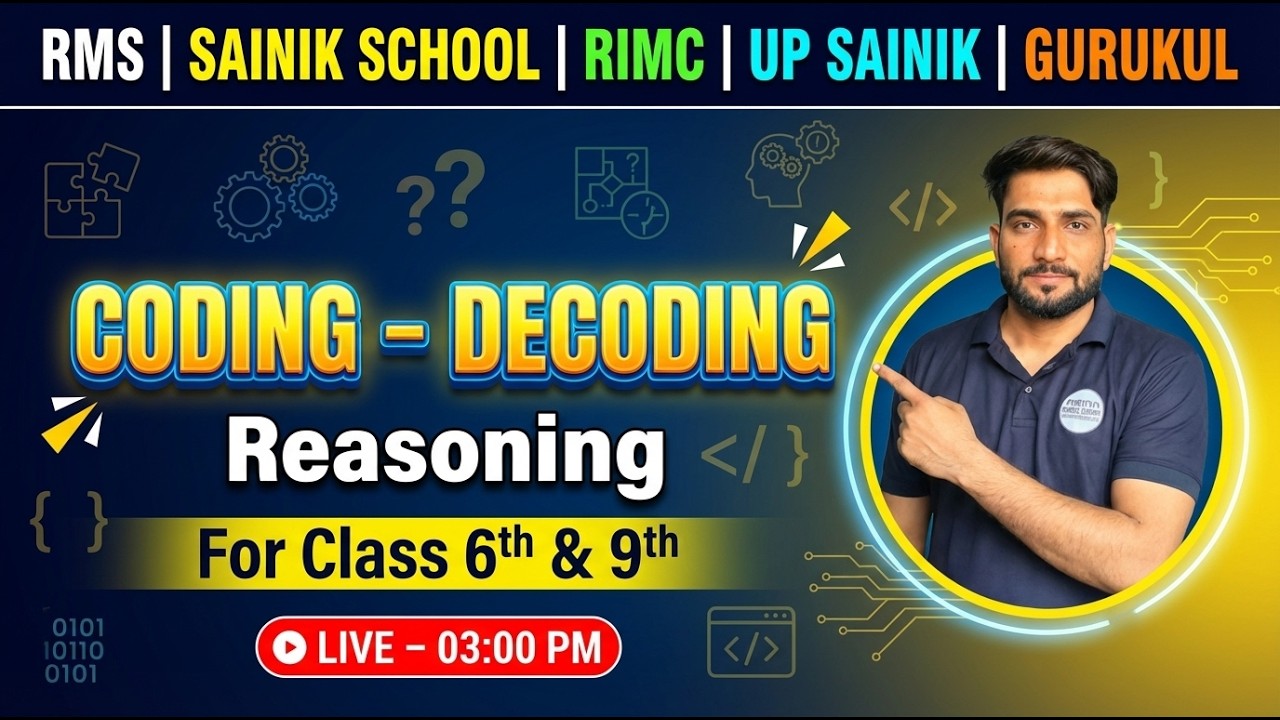 🔴 Coding Decoding - Reasoning | Zero to Hero Live Class  #sainikschoolentrancecoaching