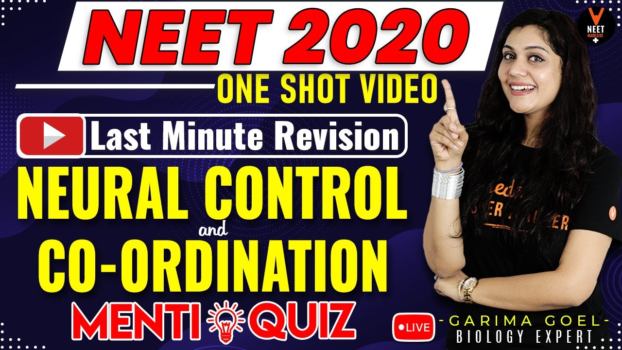 Neural Control and Coordination Class 11 Questions | NEET 2020 Preparation | NEET Biology MCQ