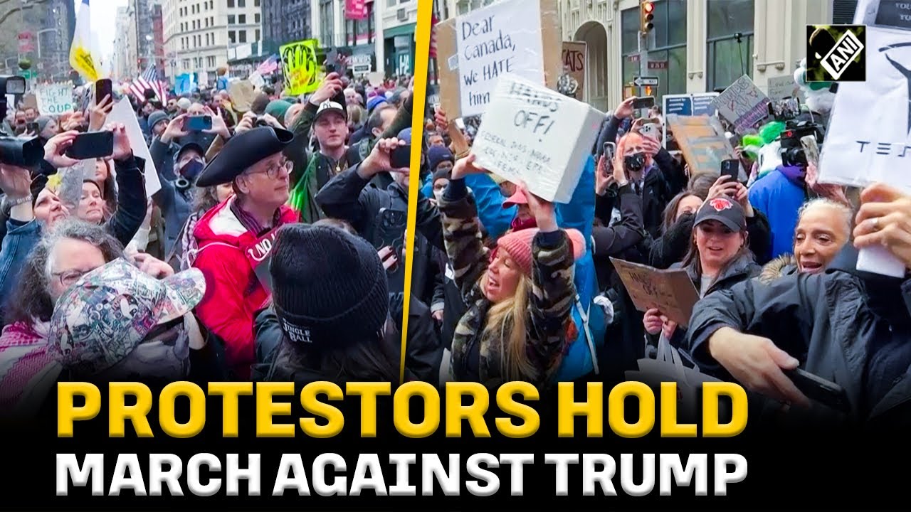 Sound and fury in New York as demonstrators hold march against Trump's actions