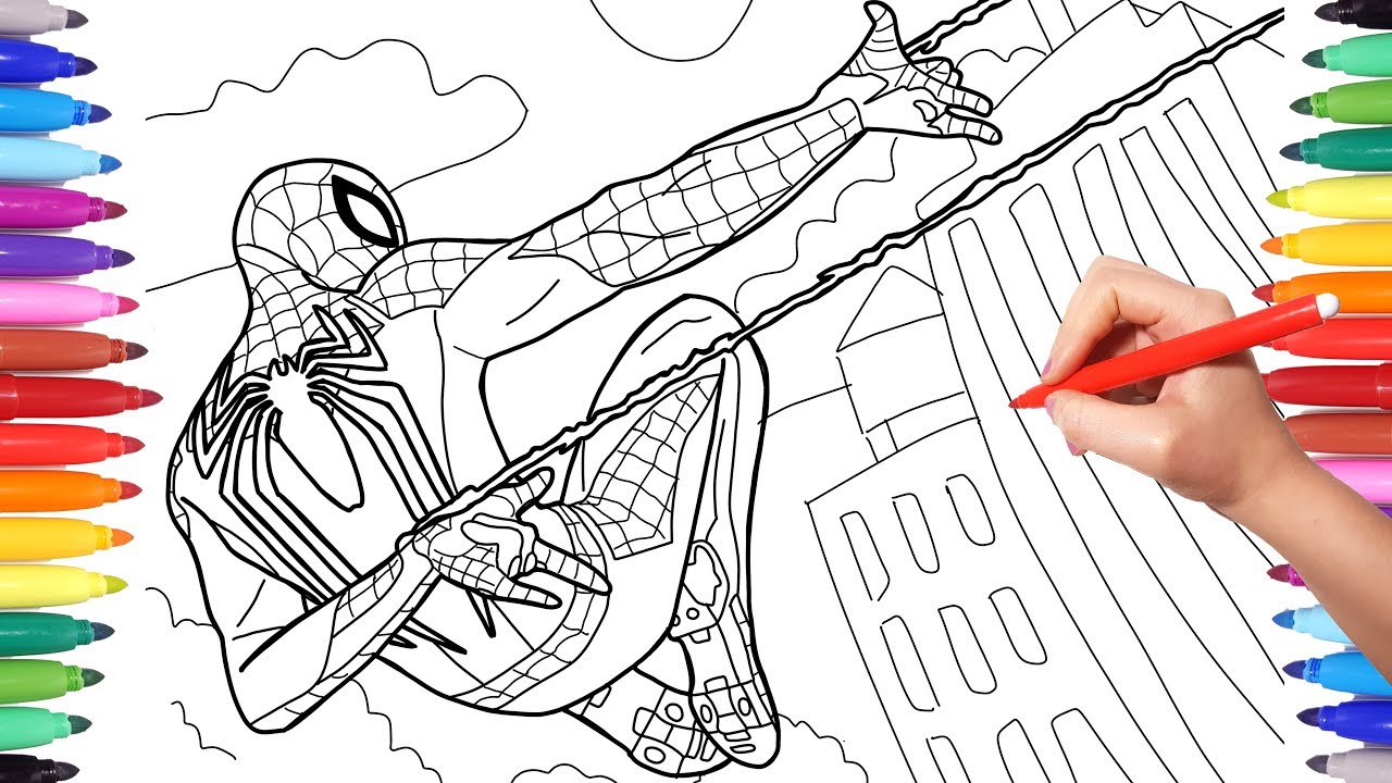 Spider-Man PS4 Videogame 2018 Coloring Pages, How to Draw Spiderman PlayStation 4