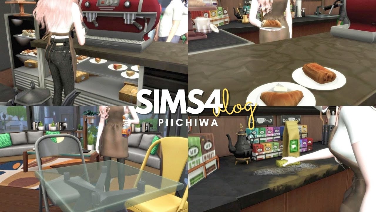 sims4 vlog | 🥐‎ ༘⋆ ☕️‎ part time job at café