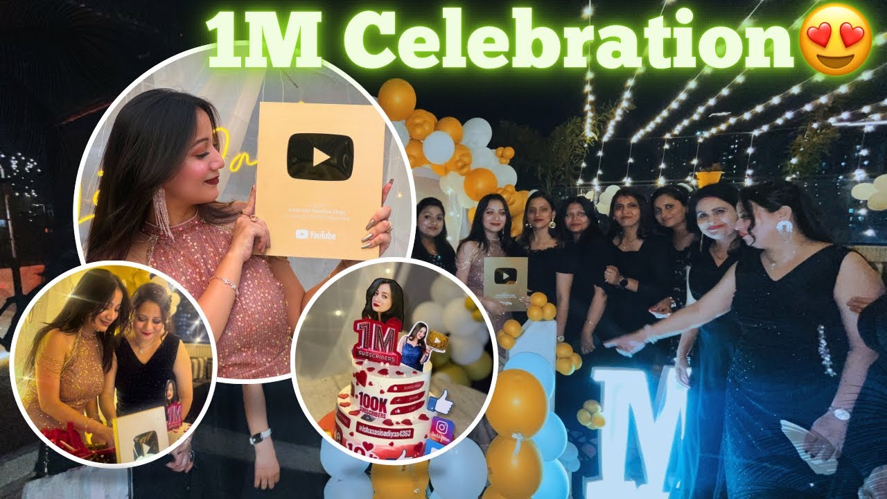 1Million Celebration😍|GOLDEN PLAY BUTTON|🥹|PARTY TIME|🧿#1millioncelebration #goldenplaybutton #vlog