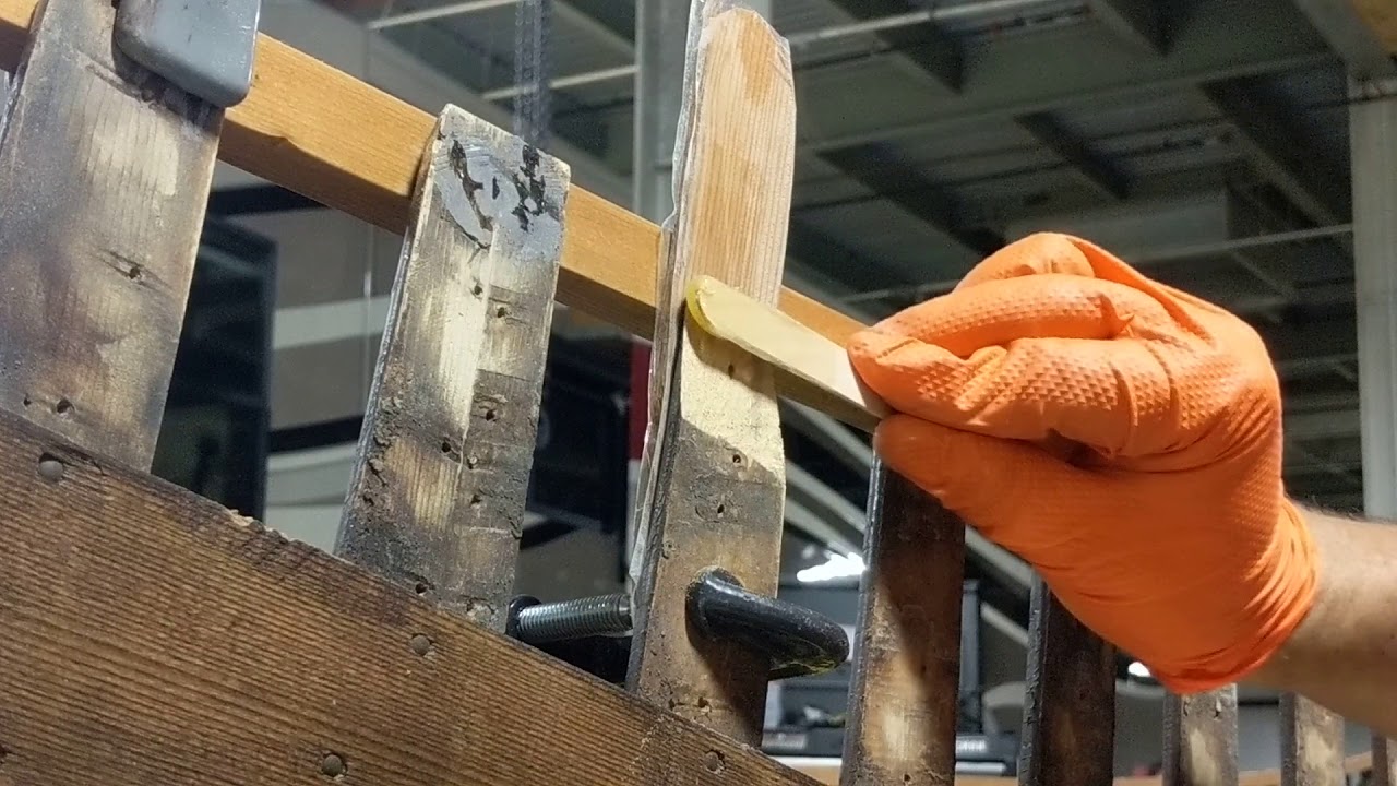 Scarf joints for canoe ribs.