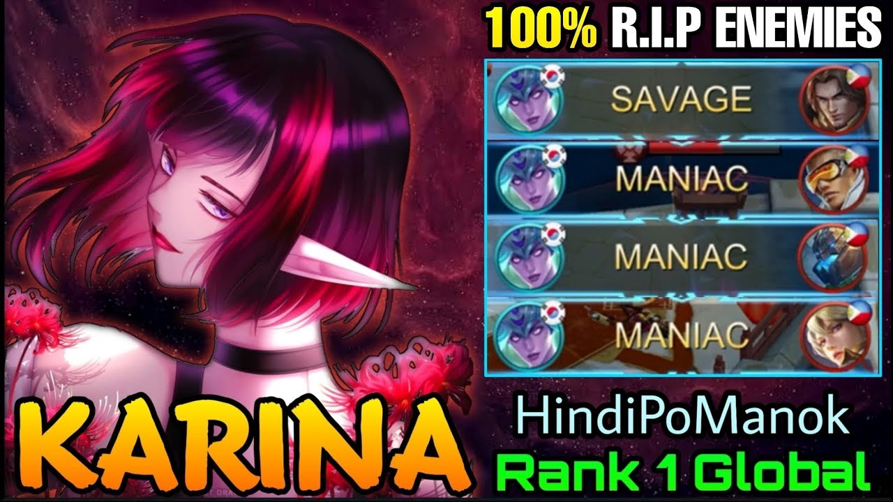 SAVAGE & 3x MANIAC!! Karina Destroying All Enemies - Top 1 Global Karina HindiPoManok - MLBB