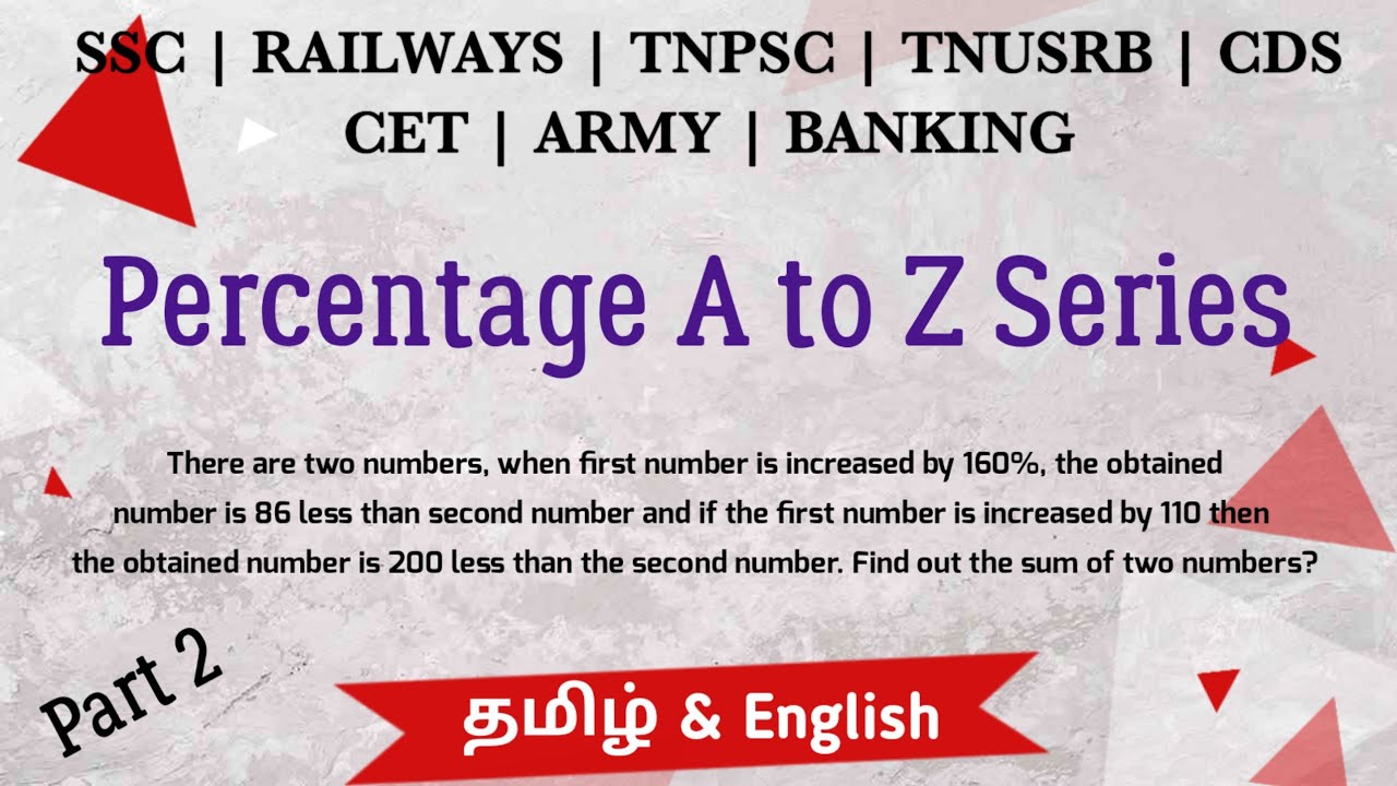 Percentage 02 A to Z Series in Tamil, Percentage shortcuts in Tamil, SSC, TNPSC, TNUSRB, RAILWAY,CET