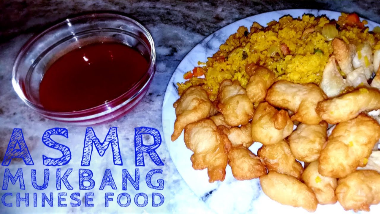 ASMR MUKBANG- CHINESE FOOD- NO TALKING- CHICKEN FINGERS, PORK FRIED RICE, CRAB RANGOON