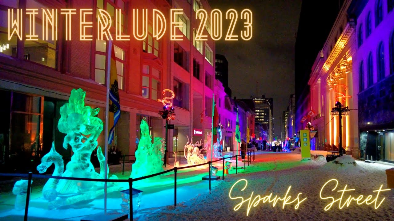 Ice Sculptures on Sparks Street Downtown Ottawa 4K - Winterlude 2023