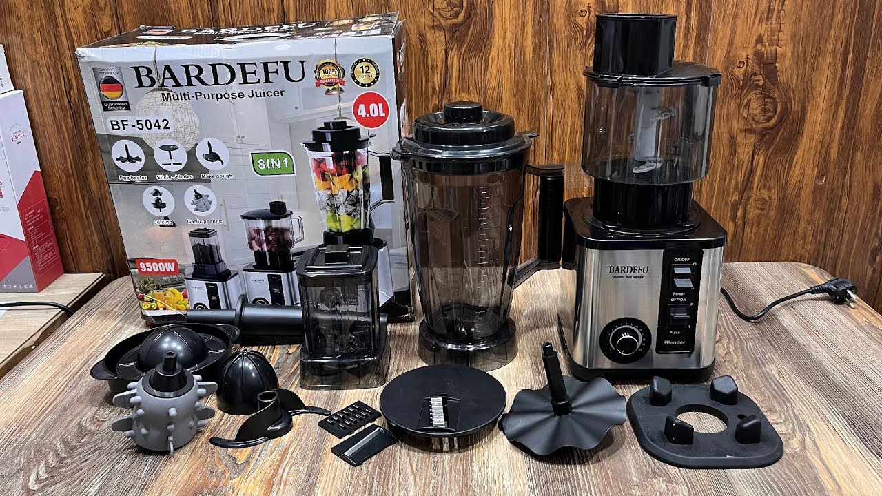 Bardefu 8 in 1 Juicer blender set 1st time with 8 Attachments, garlic peeler citrus juicer dough 