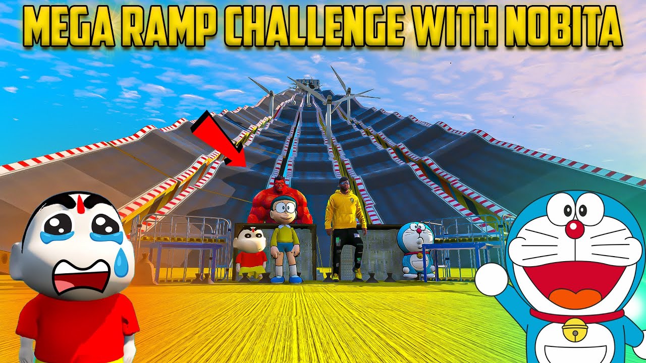 Mega ramp challenge with Nobita and Shinchan 😱FULL FUN🤣 #tristar18 #shinchan