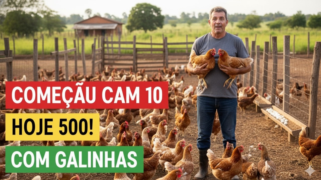 Começou com 10 galinhas e hoje tem 500