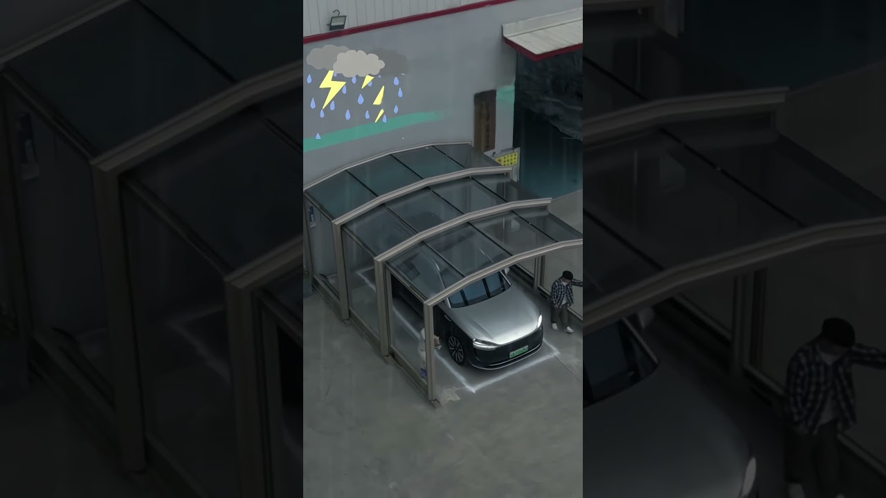 Retractable car parking shade, innovative design #motorizedroof #balconydesignideas #carport