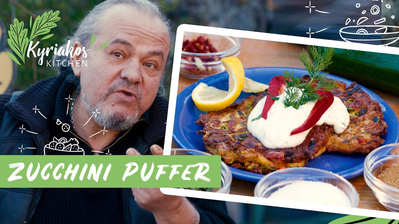 Zucchinipuffer nach griechischer Art mit Joghurt Dill Dip | Kyriakos Kitchen