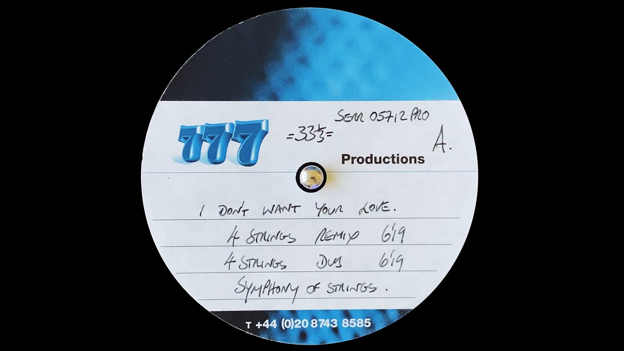 Symphony Of Strings - Don't Want Your Love (4 Strings Vocal Remix) (2001) (Acetate)