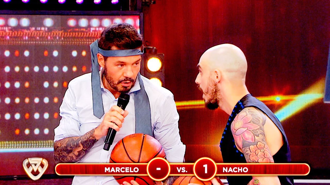 ¡Se armó nomas! Tinelli fue desafiado por Nacho Saraceni en una filosa competencia de Basquet