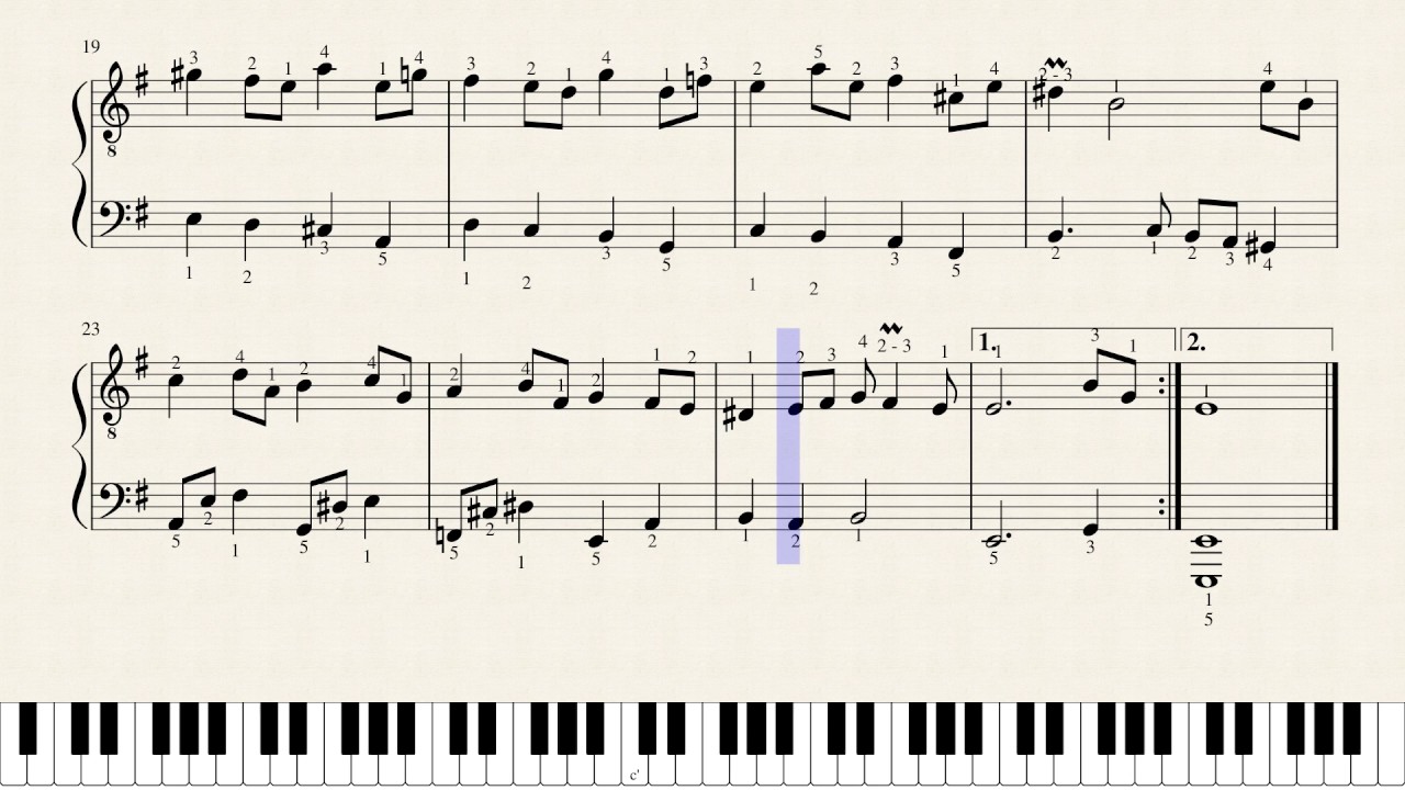 Bouree in E Minor Piano Turtorial - Johahn Sebastien Bach