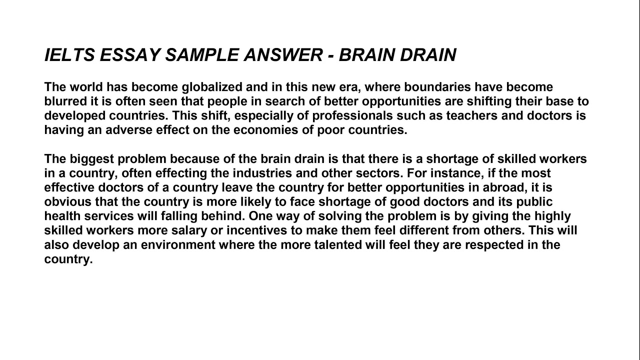 IELTS ESSAY SAMPLE ANSWER # BRAIN DRAIN
