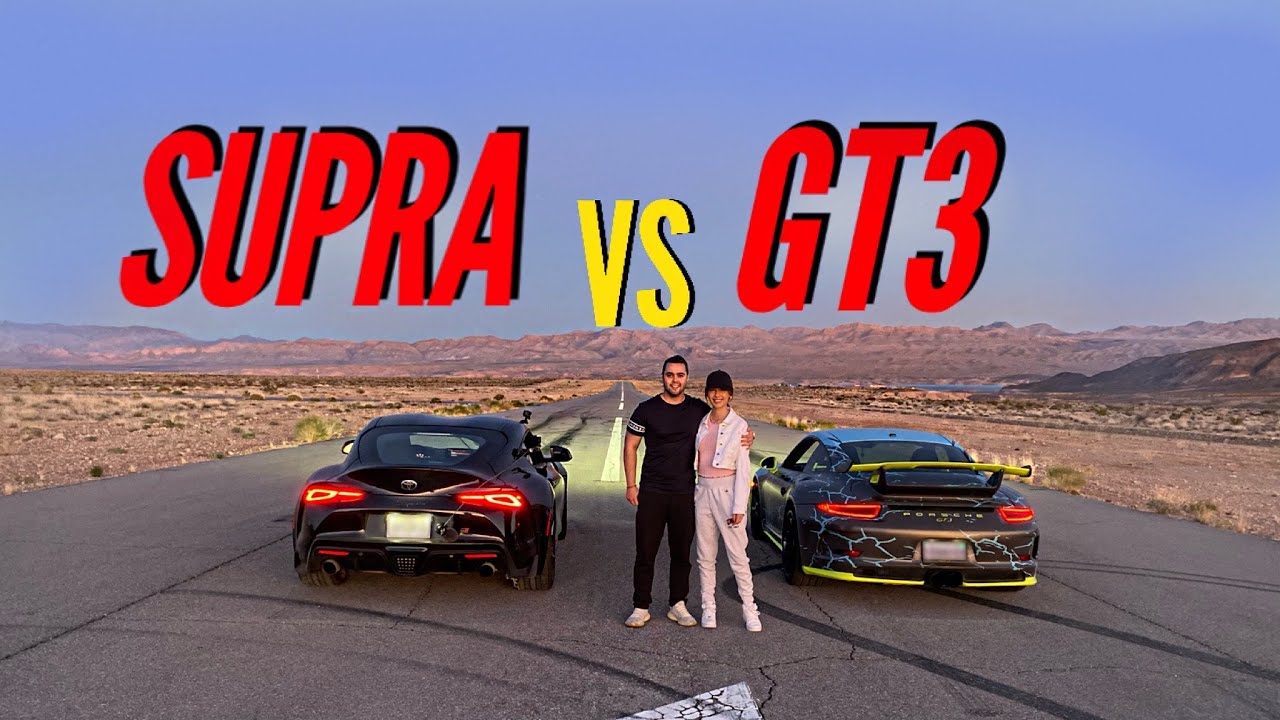 TOYOTA SUPRA VS PORSCHE GT3 *AIRSTRIP DRAG RACE*