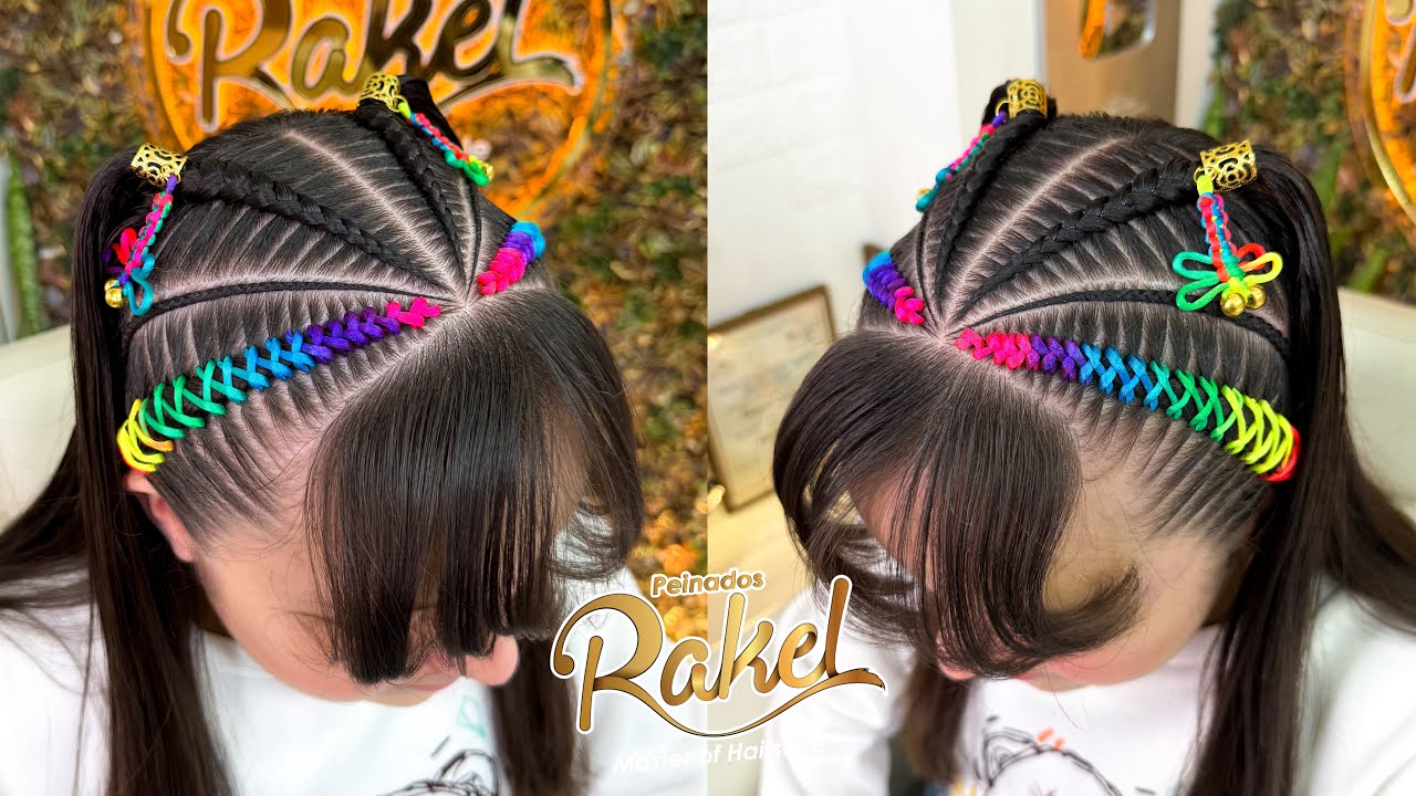 Peinado FÁCIL Rápido Para Niñas/ Encintados y Trenzas Gemelas/ Peinados Rakel 