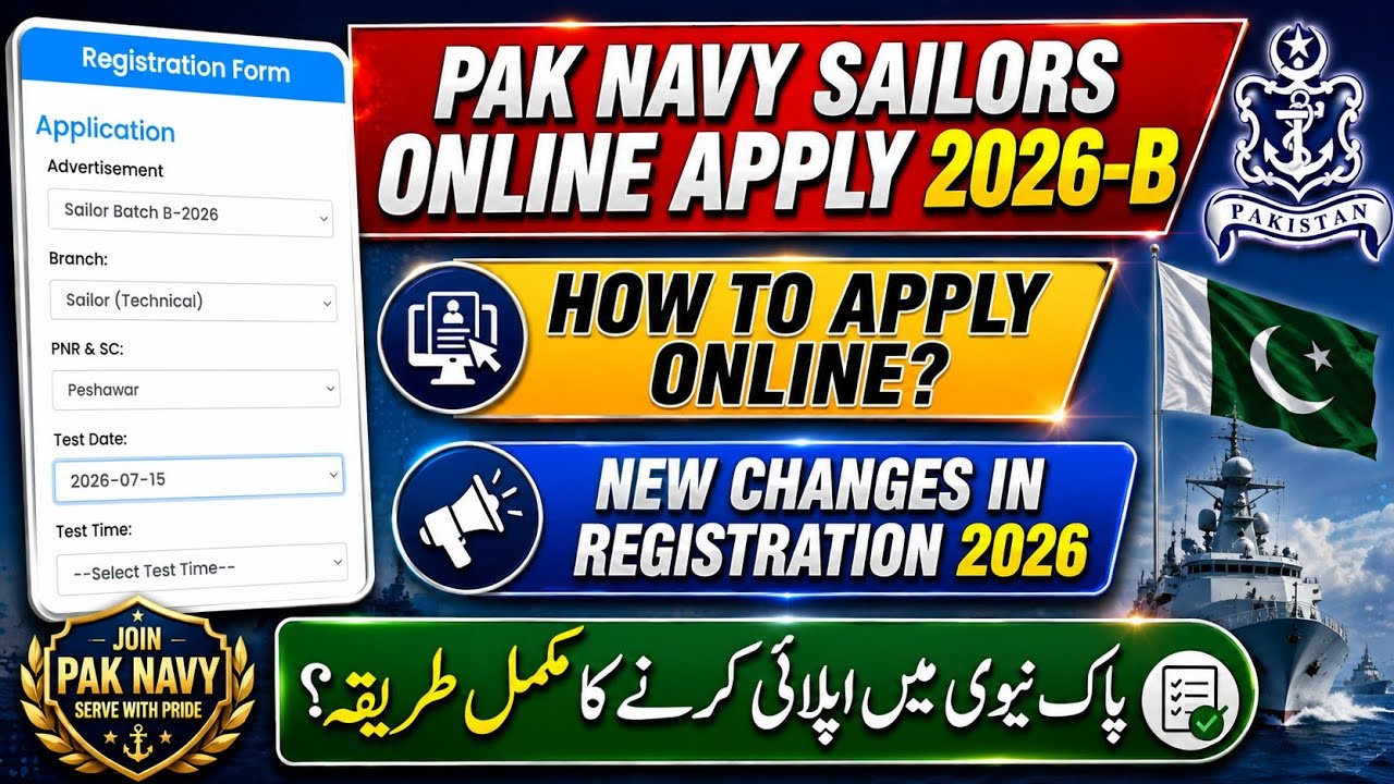 ⚓ PAK NAVY SAILORS JOBS 2026 | HOW TO APPLY ONLINE | COMPLETE REGISTRATION GUIDE 2026-B | Pak navy