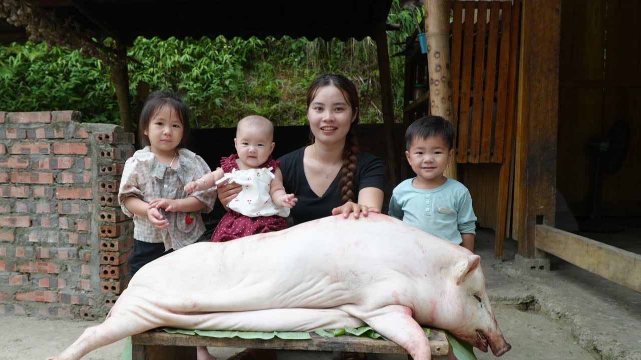 How to make pickled black pork to sell at the market - Grilling the meat for the kids to eat