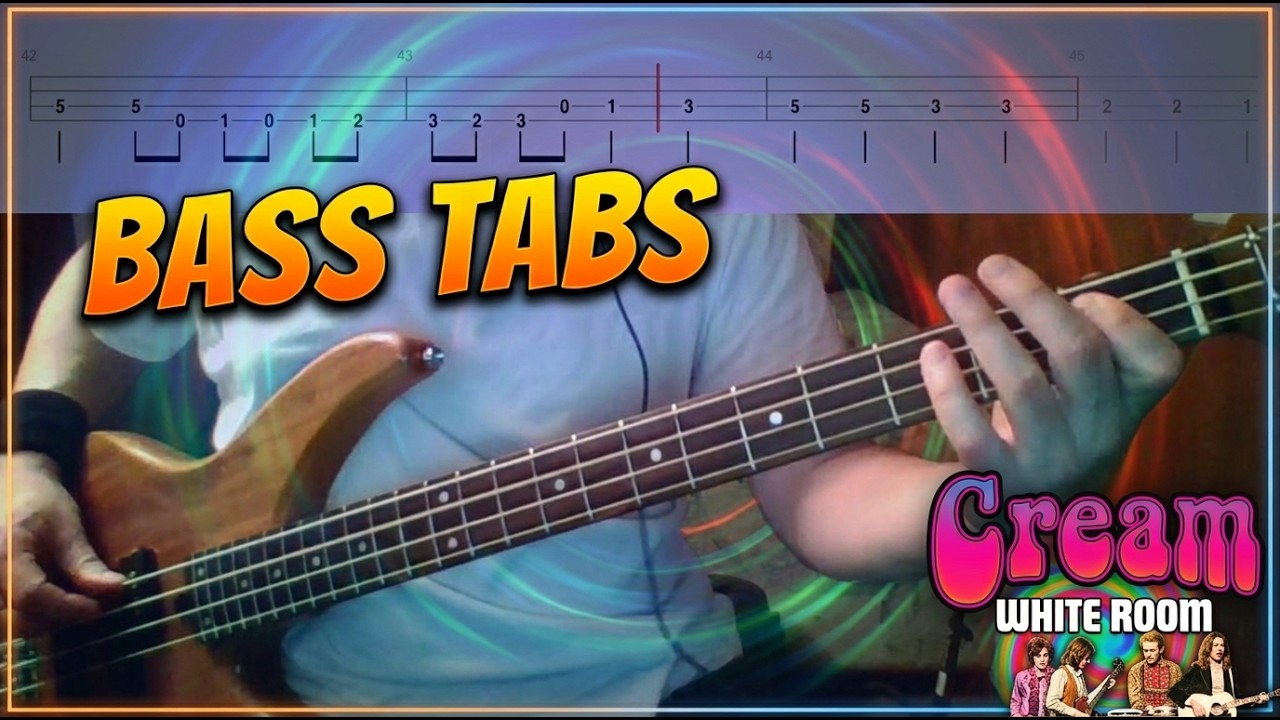 White Room by Cream - Bass Cover with Tabs Play-Along