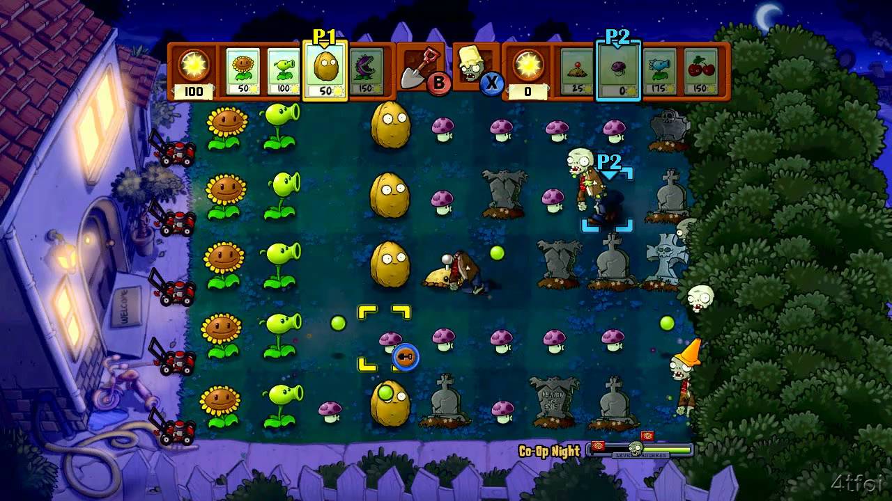 Plants vs Zombies Xbox 360 Co-op Challenge Part 2