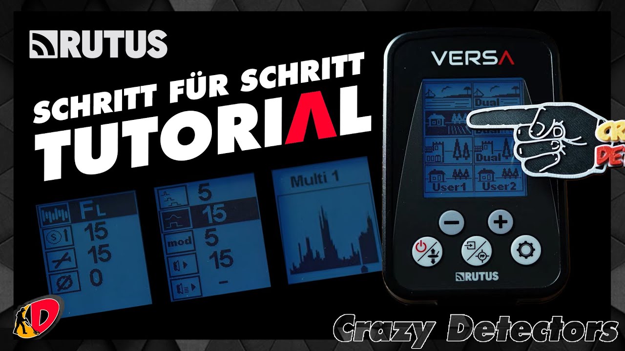 Rutus Versa Metalldetektor Tutorial – Benutzeroberfläche, Menü, Einstellungen erklärt