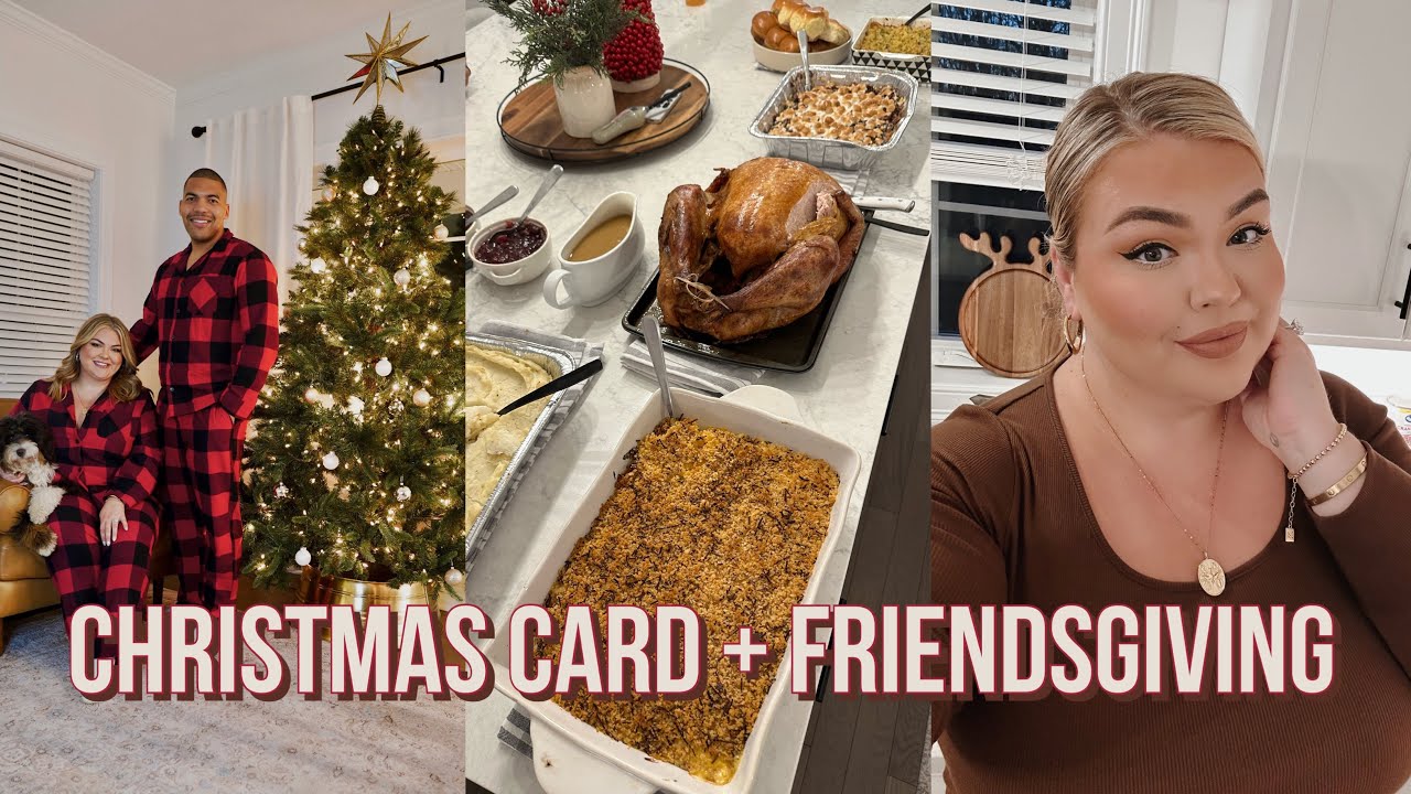 CHRISTMAS CARD PHOTOSHOOT + FRIENDSGIVING | VLOG
