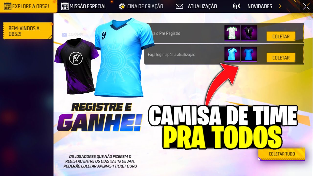 AI SIM! CAMISA DE TIME DE GRAÇA, PEGUEI TUDO NA LOJA, EMOTES GRÁTIS NO FREE FIRE