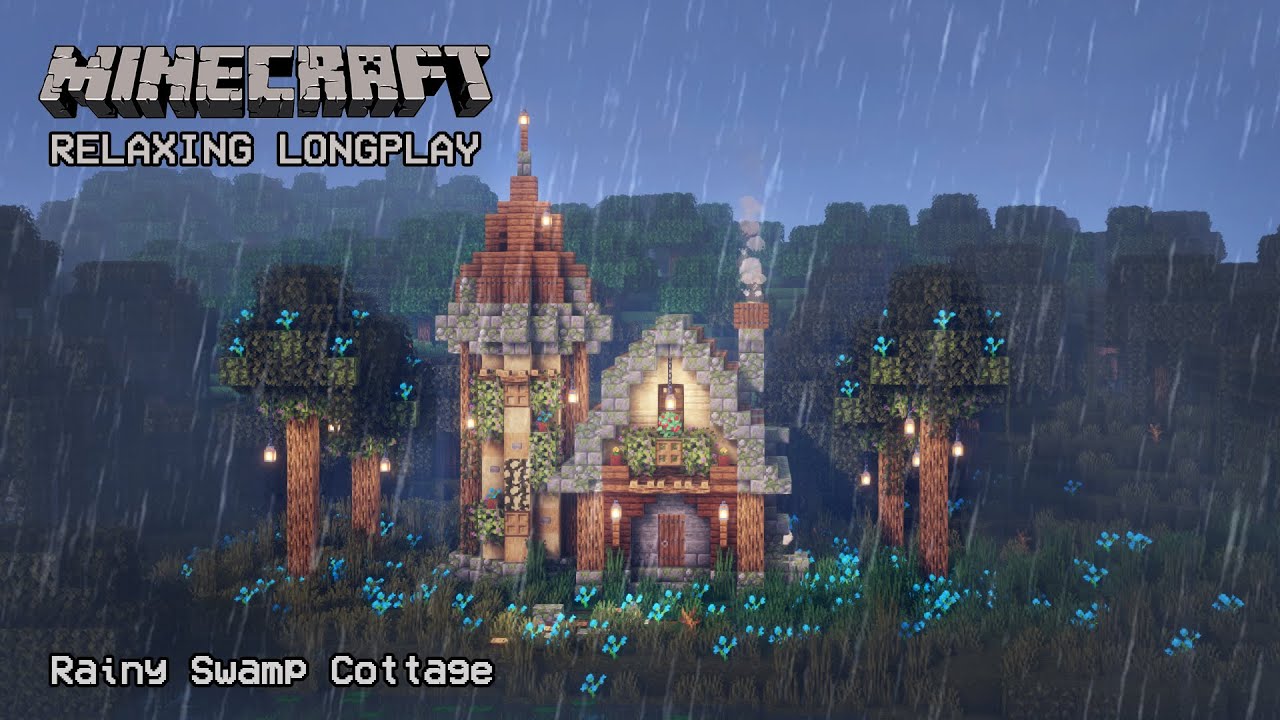 Minecraft Relaxing Longplay - Rainy Swamp - Cozy Cottage House (No Commentary) 1.19