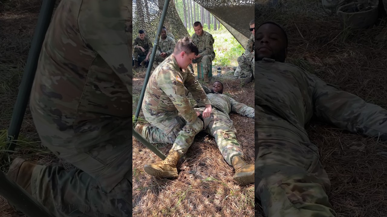 68W’s (Combat Medics) give a class on administering a tourniquet #army #training #military