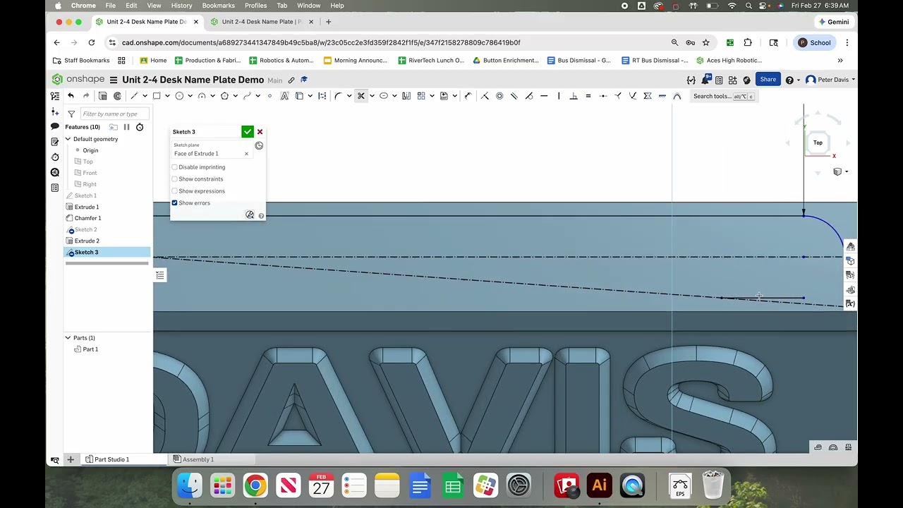 OnShape Tutor  2 Desk Plate