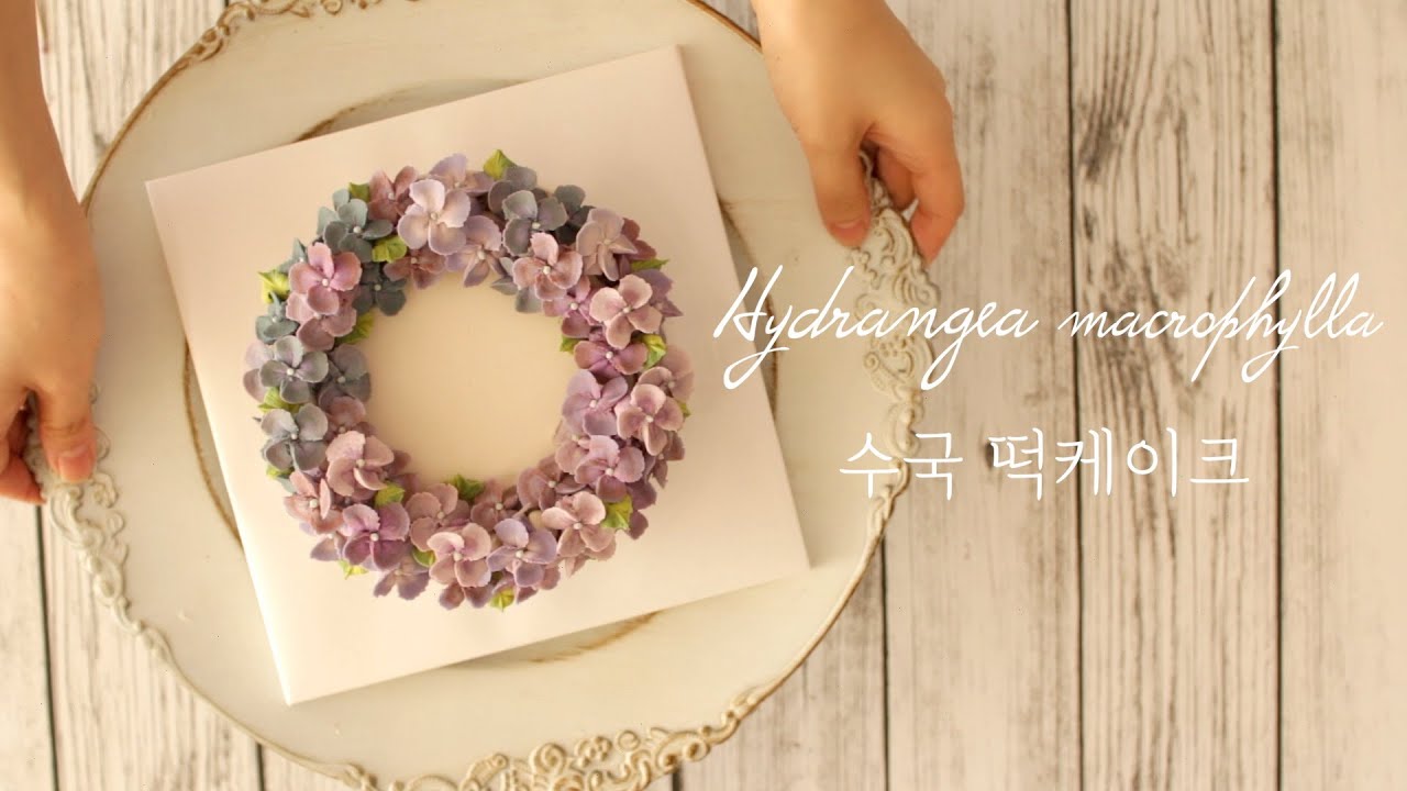 단아하고 예쁜 수국 떡케이크 만들기/앙금플라워 파이핑/how to make a flower cake, フラワーケーキ作り方