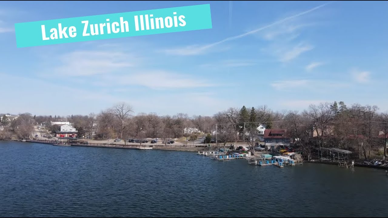 Lake Zurich Illinois // Lake Flyover // 4K Relaxation Video
