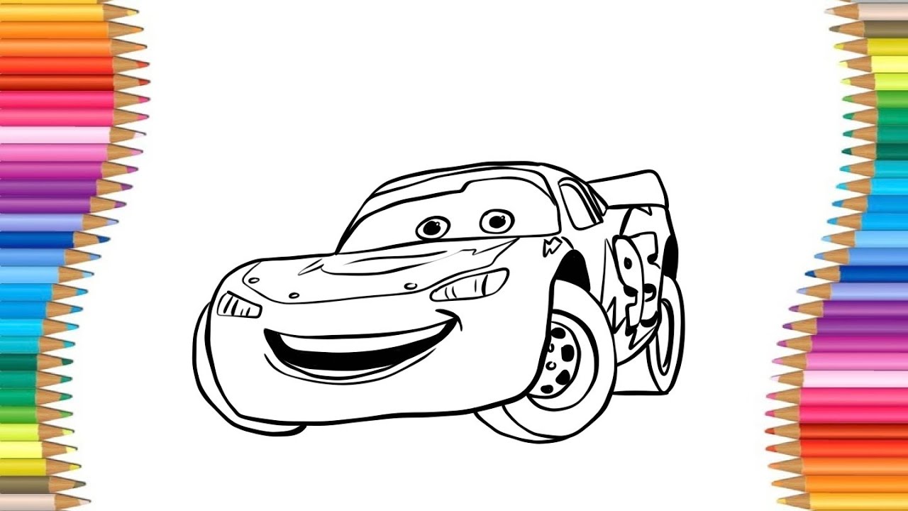 Şimşek Mekkuin (Arabalar) Çizimi, Çocuklar İçin Kolay Çizim - How to Draw Lightning McQueen- Cars 