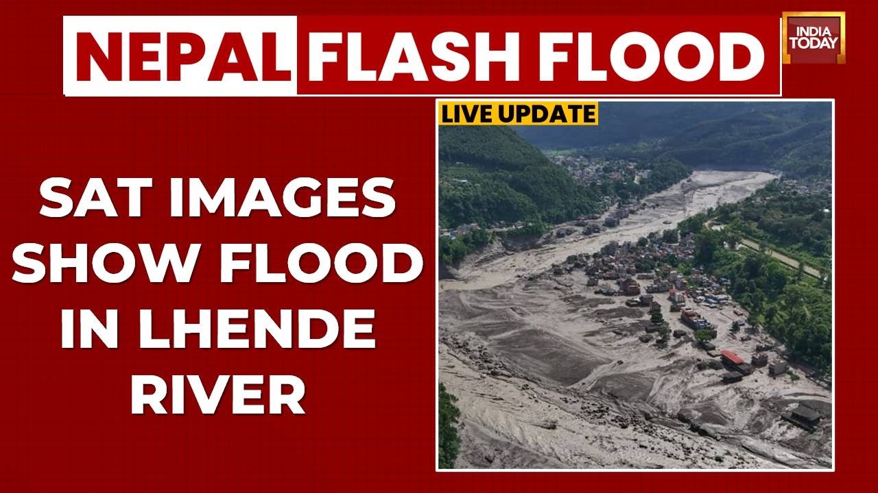 Nepal: Satellite Images Show Lhende River Flooding, Avalanche Approx 20 KM From China Border