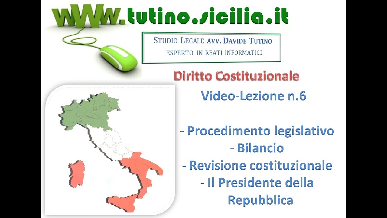 Diritto Costituzionale  - Video lezione n.6: Formazione legge, Bilancio e Pres. della Repubblica
