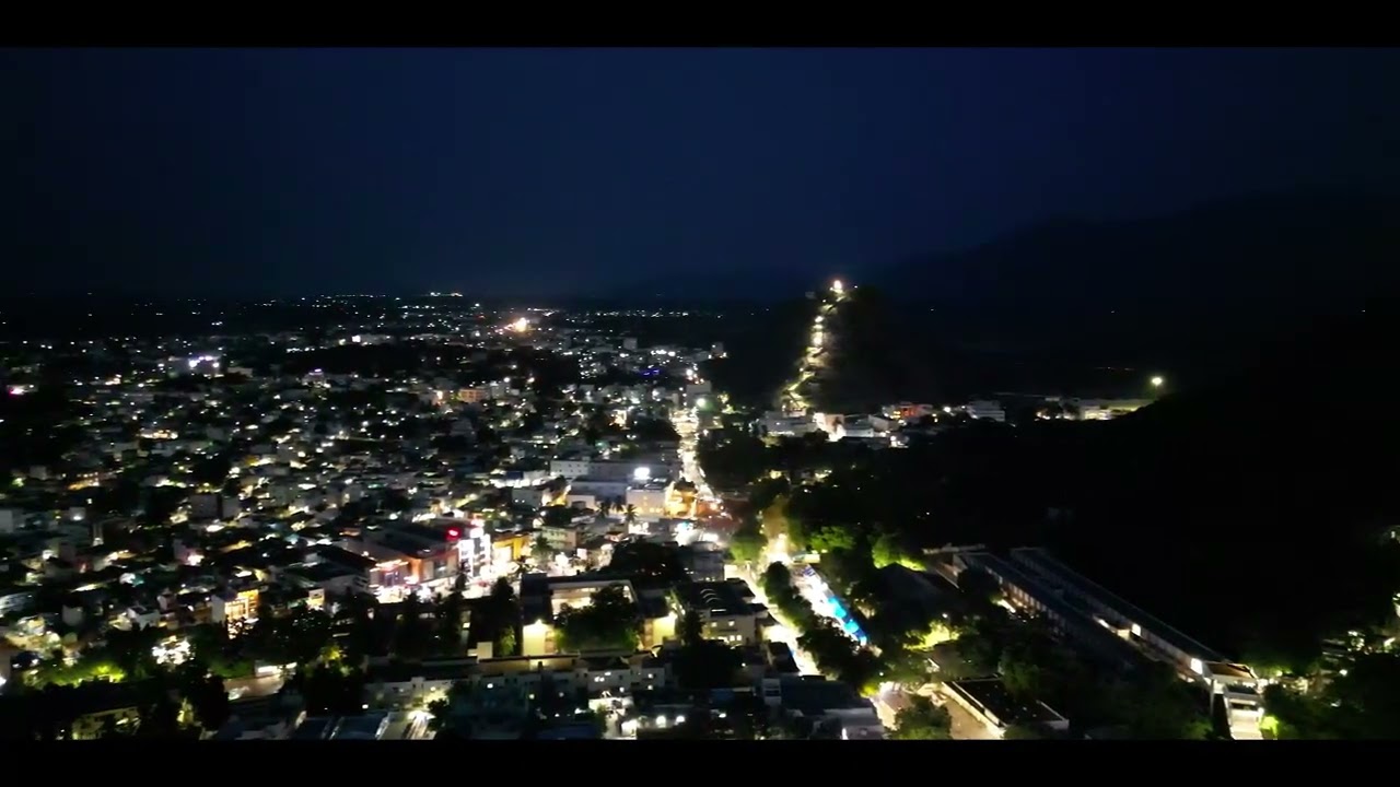 Palani Murugan Temple - Drone view at Night