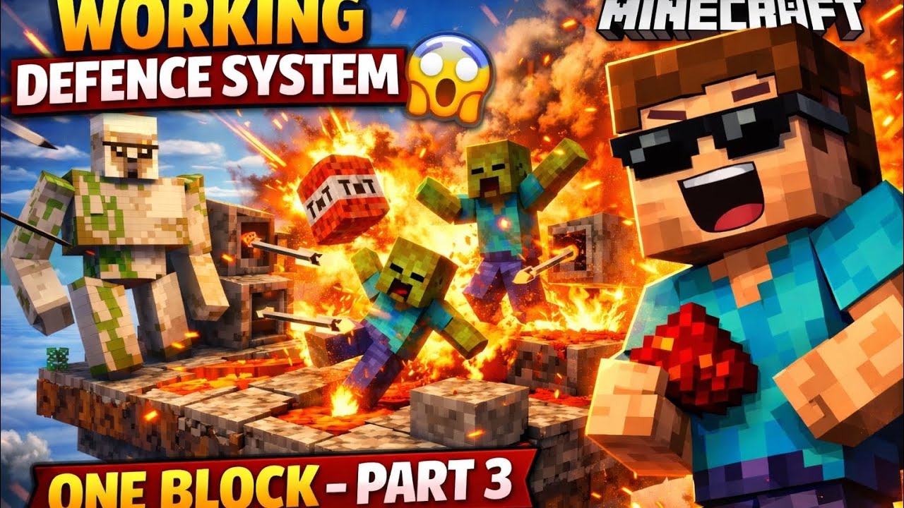 I made a working defence system in Minecraft - oneblock part 3.#minecraft #viral #gaming #survival