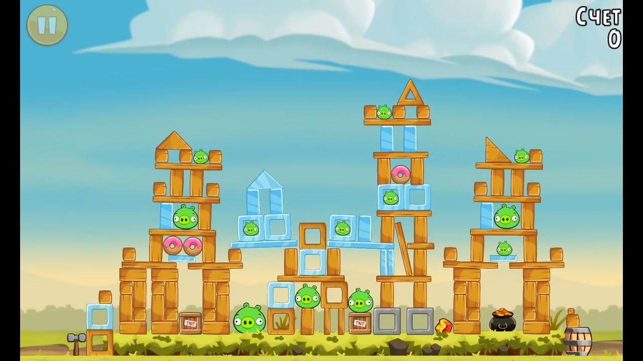 Прохождение игры angry birds эпизод tutorial 1-12 уровень