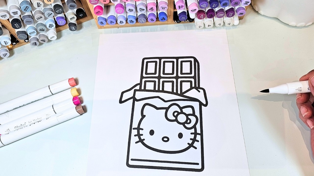 Satisfying Chocolate Bar Coloring Hello Kitty 🍫 Calm ASMR