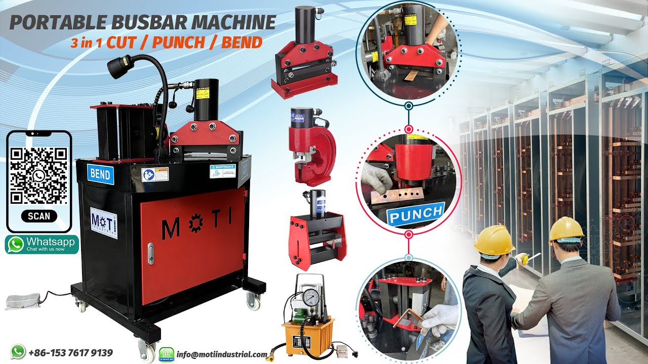12mm X 200mm Portable Busbar Bending Machine MOTI-200B Portable 3 in 1 Busbar Processing Machine