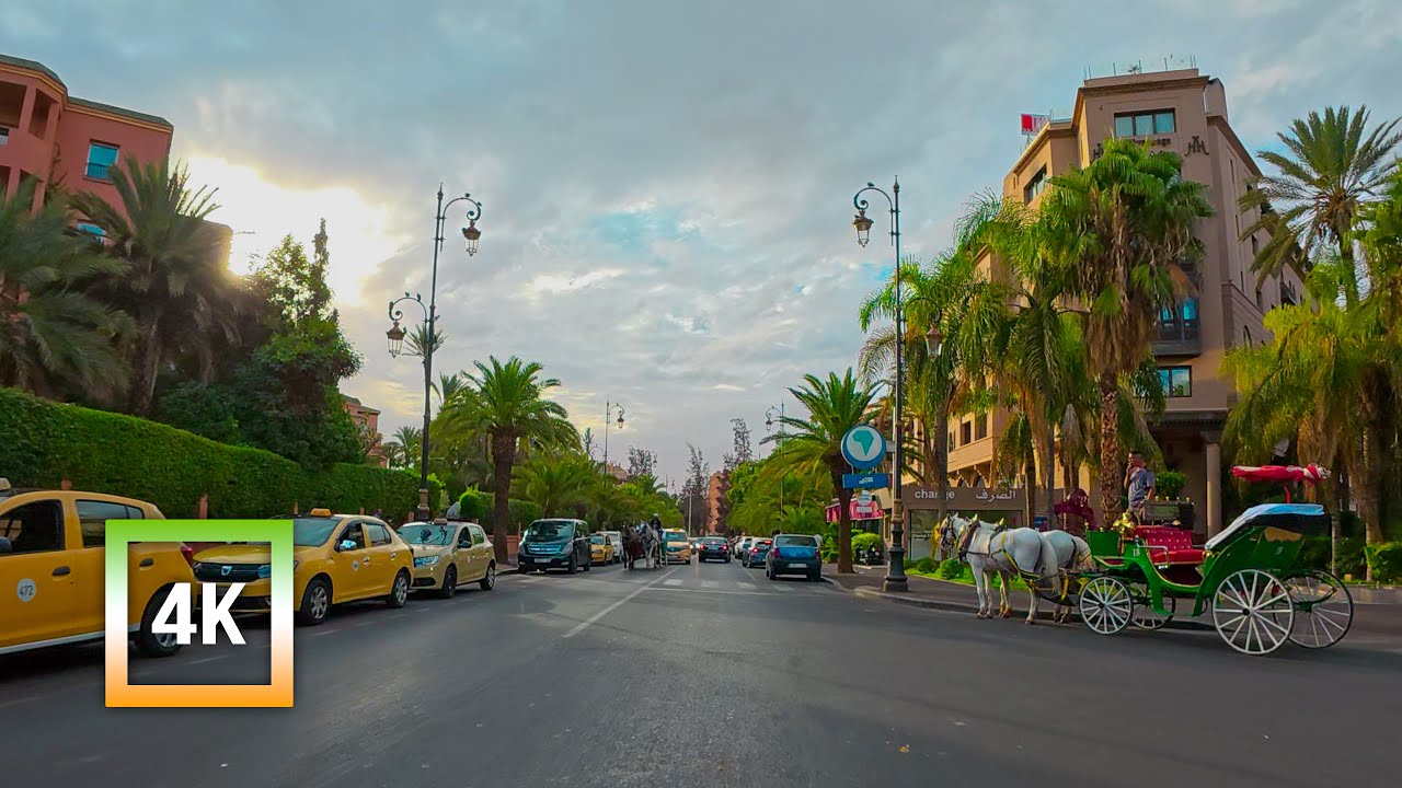 A drive through the lively streets of Marrakech under blue skies (@Street MA )
