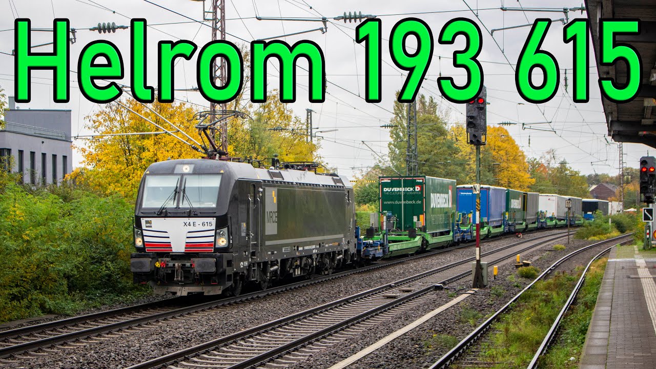 *Tyfoon* Helrom 193 615 met Helrom intermodaal door Hilden! [4K]
