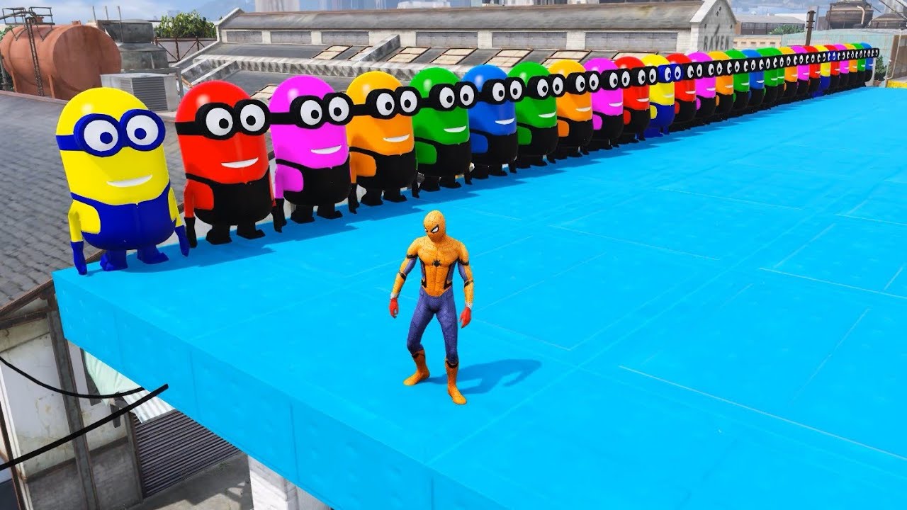 GTA 5 Epic Ragdolls RED SPIDERMAN VS RED MINION VS GREEN MINIONEuphoria Physics & Funny Fails 22