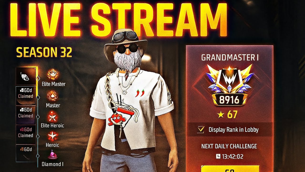 Live Free Fire New Season Cs Rank Push Top 1 Grandmaster 🔥!!| #freefirelive #shortslive #shortsfeeds