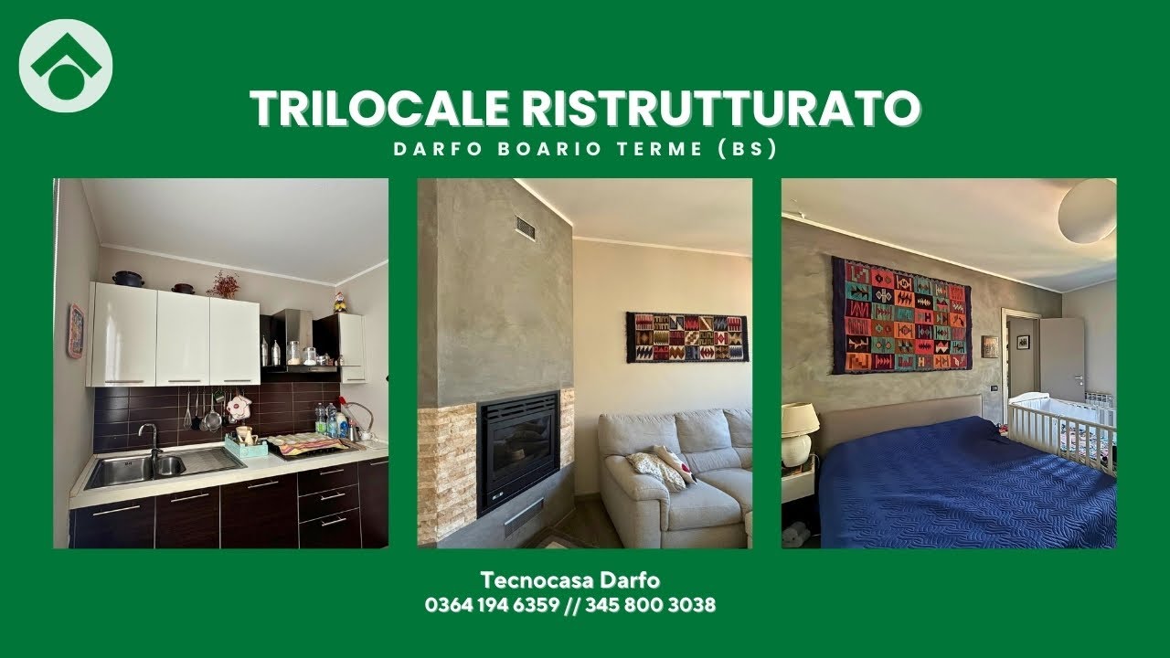 Trilocale ristrutturato a Darfo Boario Terme, terzo piano, bagno finestrato, autorimessa privata.